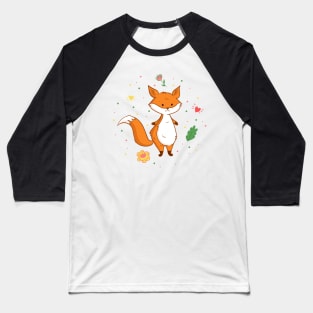 Cute kawaii cartoon fox Baseball T-Shirt